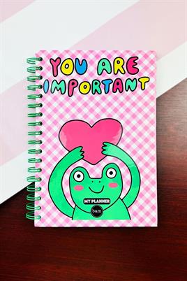 You Are Important Tasarımlı Spiralli Sticker'lı Tarihsiz Konuşan Ajanda Haftalık Planlayıcı