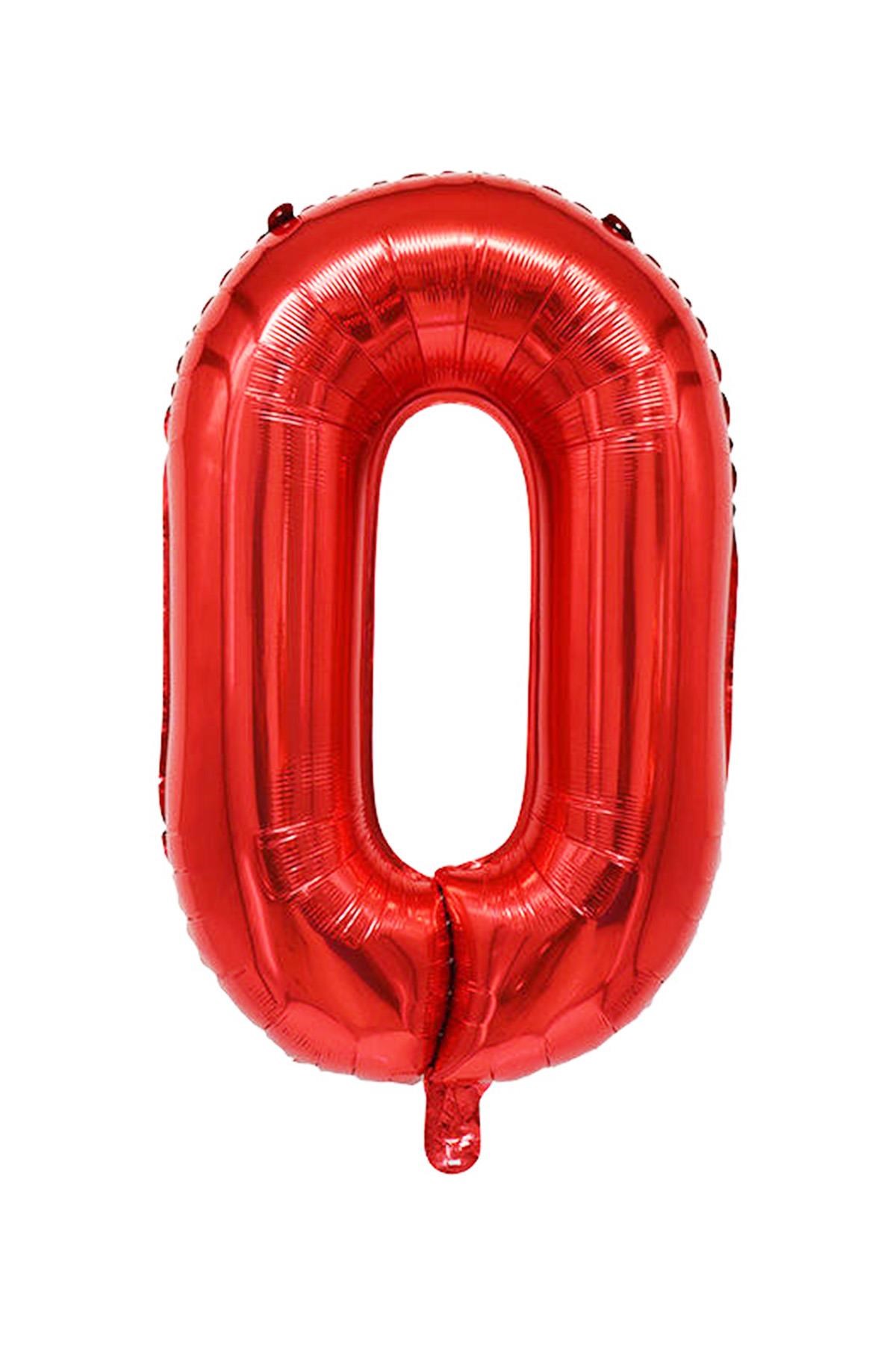 0 Rakam Kırmızı Folyo Balon 34 inç 76-82 cm