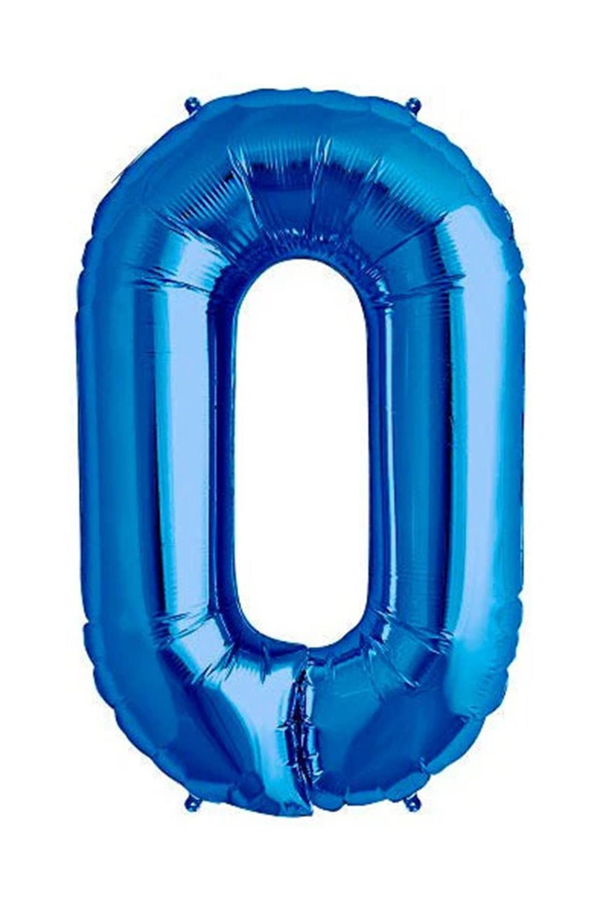 0 Rakam Mavi Folyo Balon 34 inç 76-82 cm