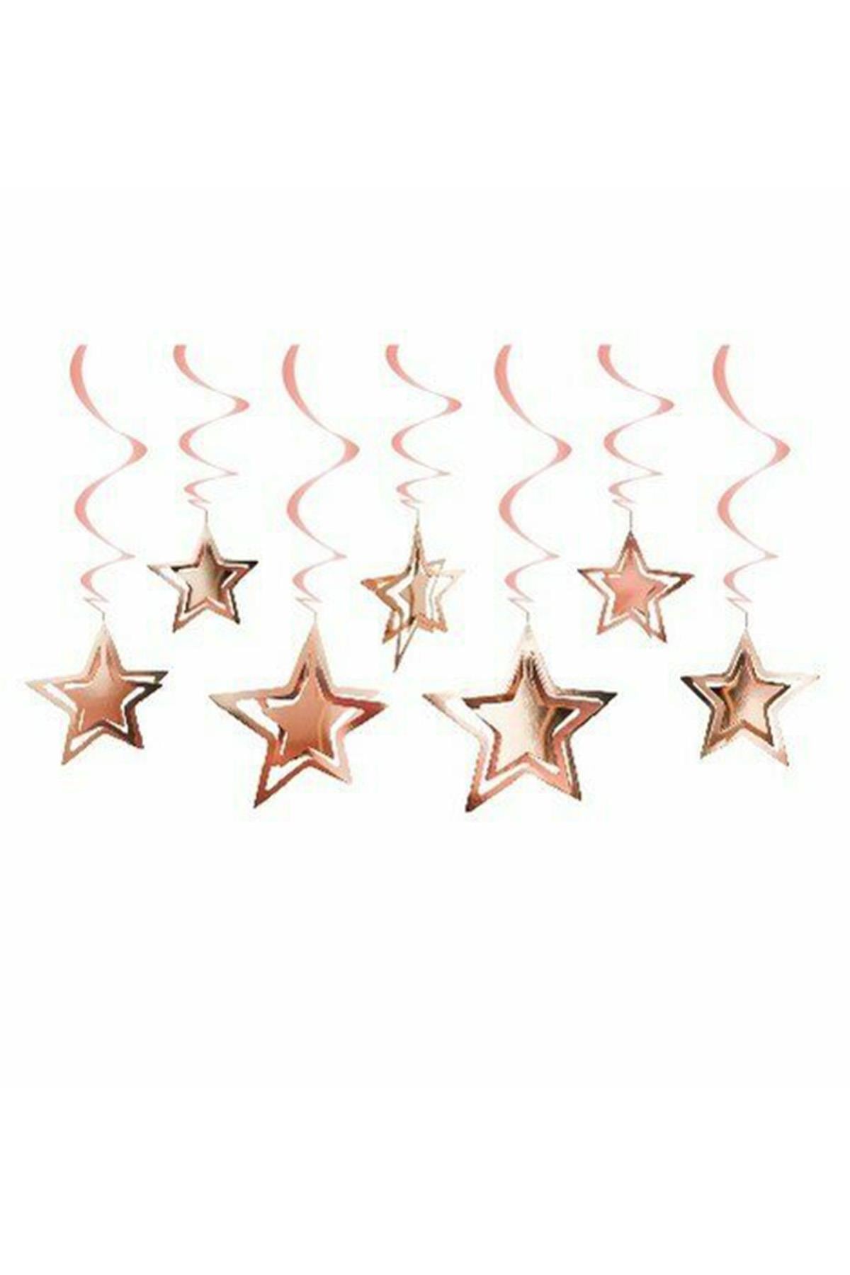 10 Lu 3d Yıldız Tavan Sarkıt Süs Rose Gold