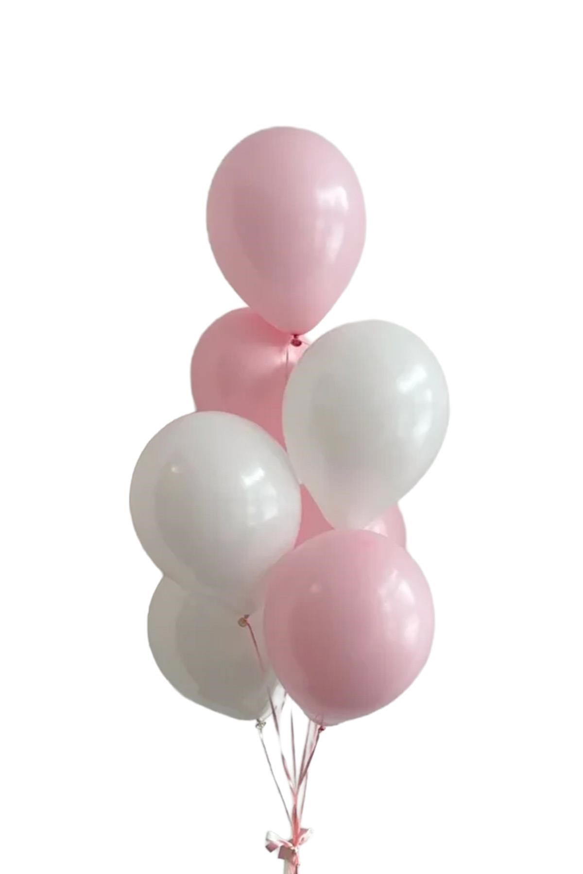 12 İnç Pembe Beyaz Balon 10 adet