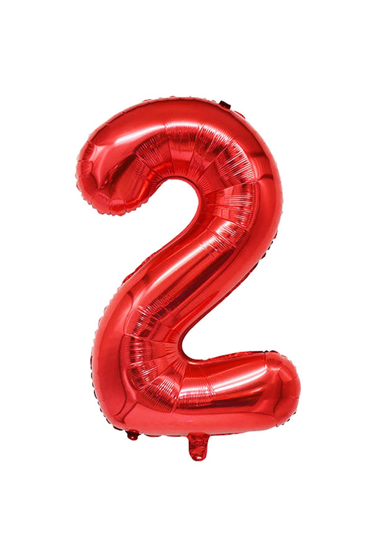 2 Rakam Kırmızı Folyo Balon 34 inç 76-82 cm