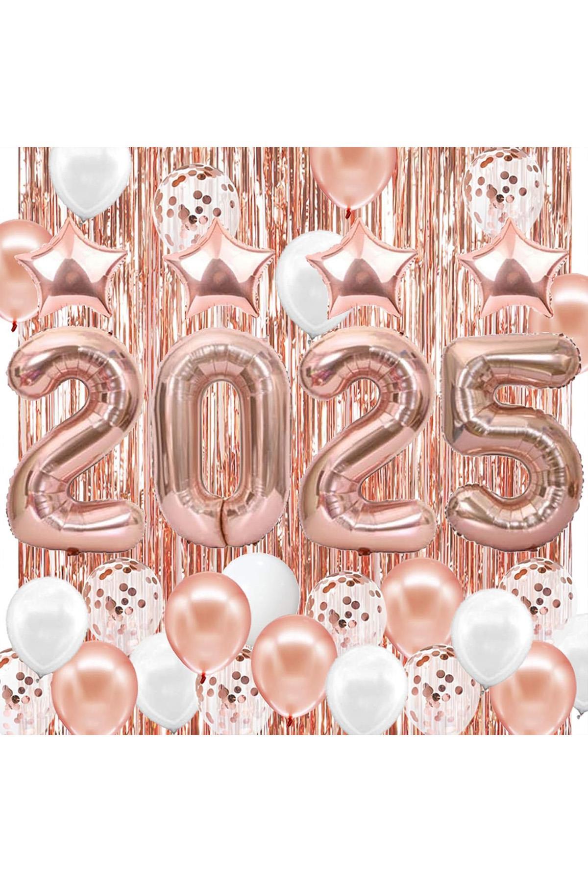 2025 Temalı Rose Gold Renkli Lüks Mezuniyet Kutlama Seti