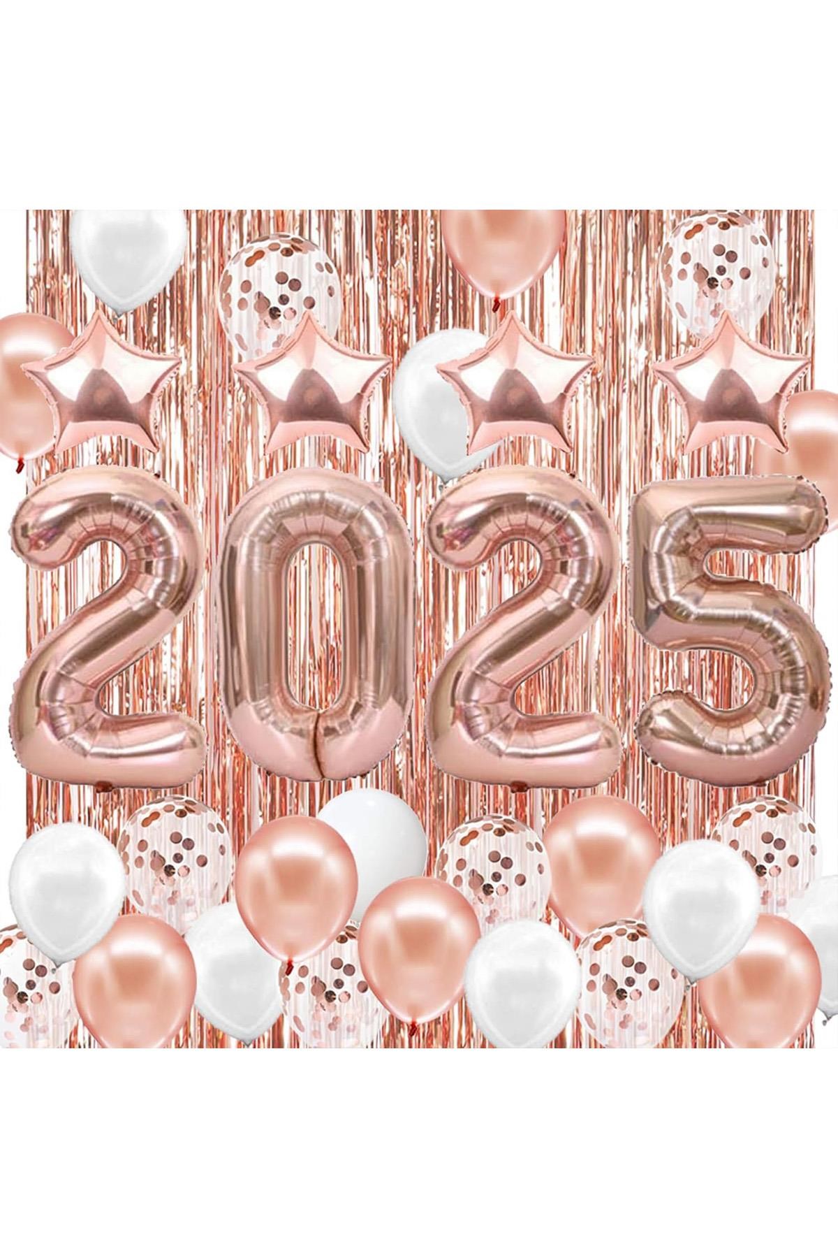 2025 Temalı Rose Gold Renkli Lüks Mezuniyet Kutlama Seti