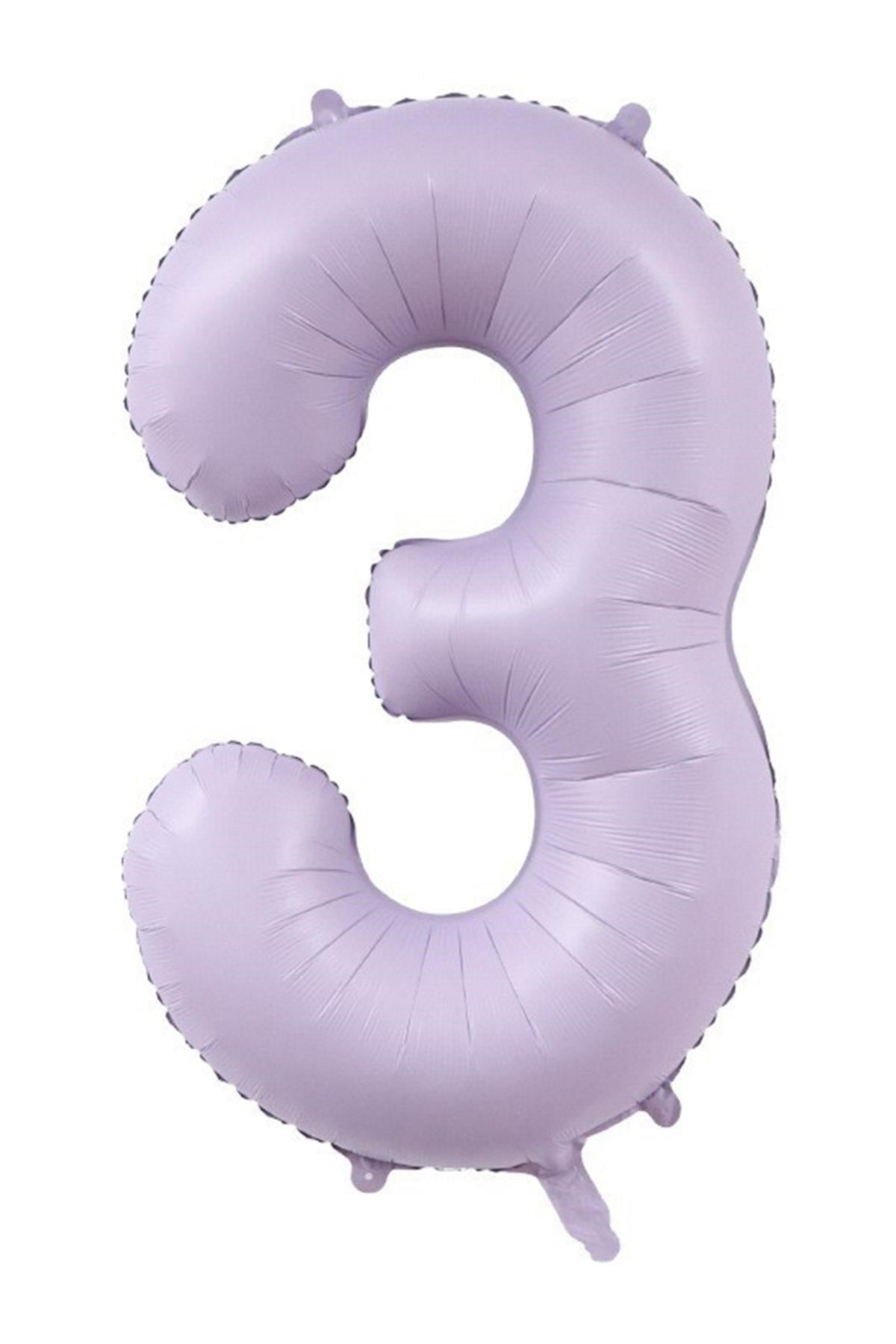 3 Rakam Lila Folyo Balon 40 inç 100 cm