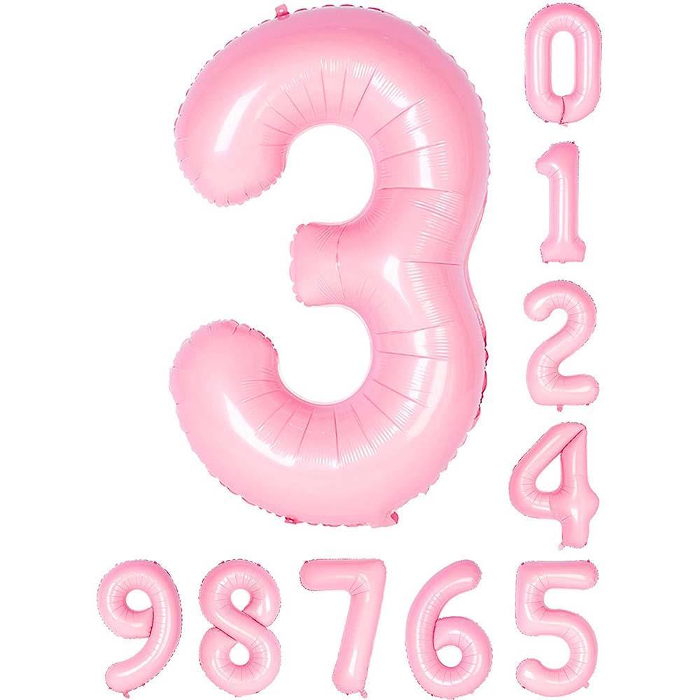 3 Üç Rakam Pembe Folyo Balon 34