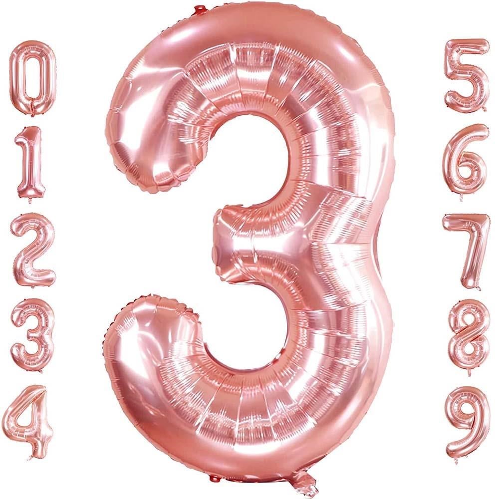 3 Üç Rakam Rose Gold Folyo Balon 32-34