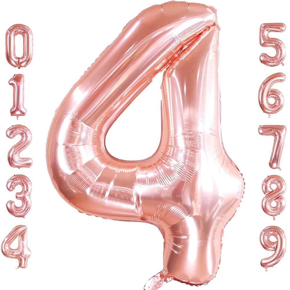 4 Dört Rakam Rose Gold Folyo Balon 32-34