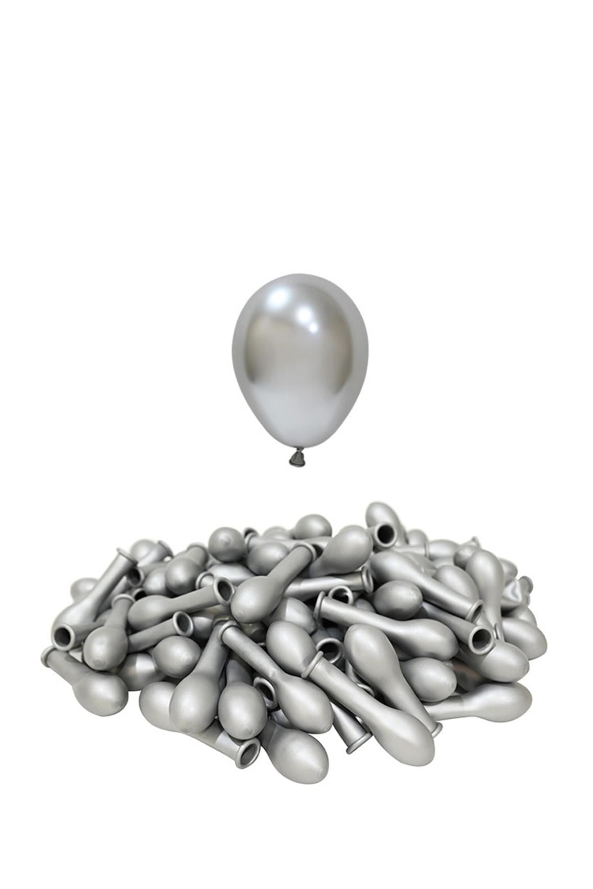 5 İnç Krom Gümüş Mini Balon 10 Adet
