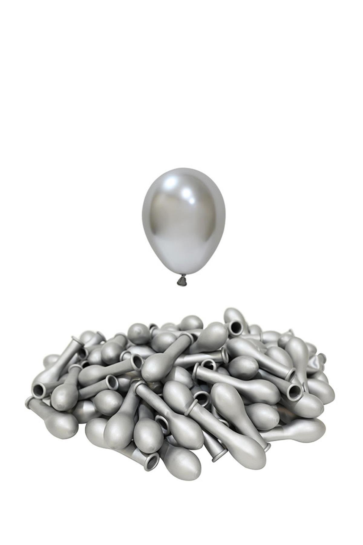 5 İnç Krom Gümüş Mini Balon 10 Adet