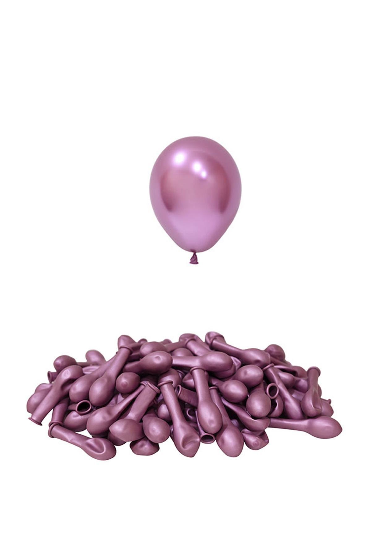 5 İnç Krom Pembe Mini Balon 10 Adet
