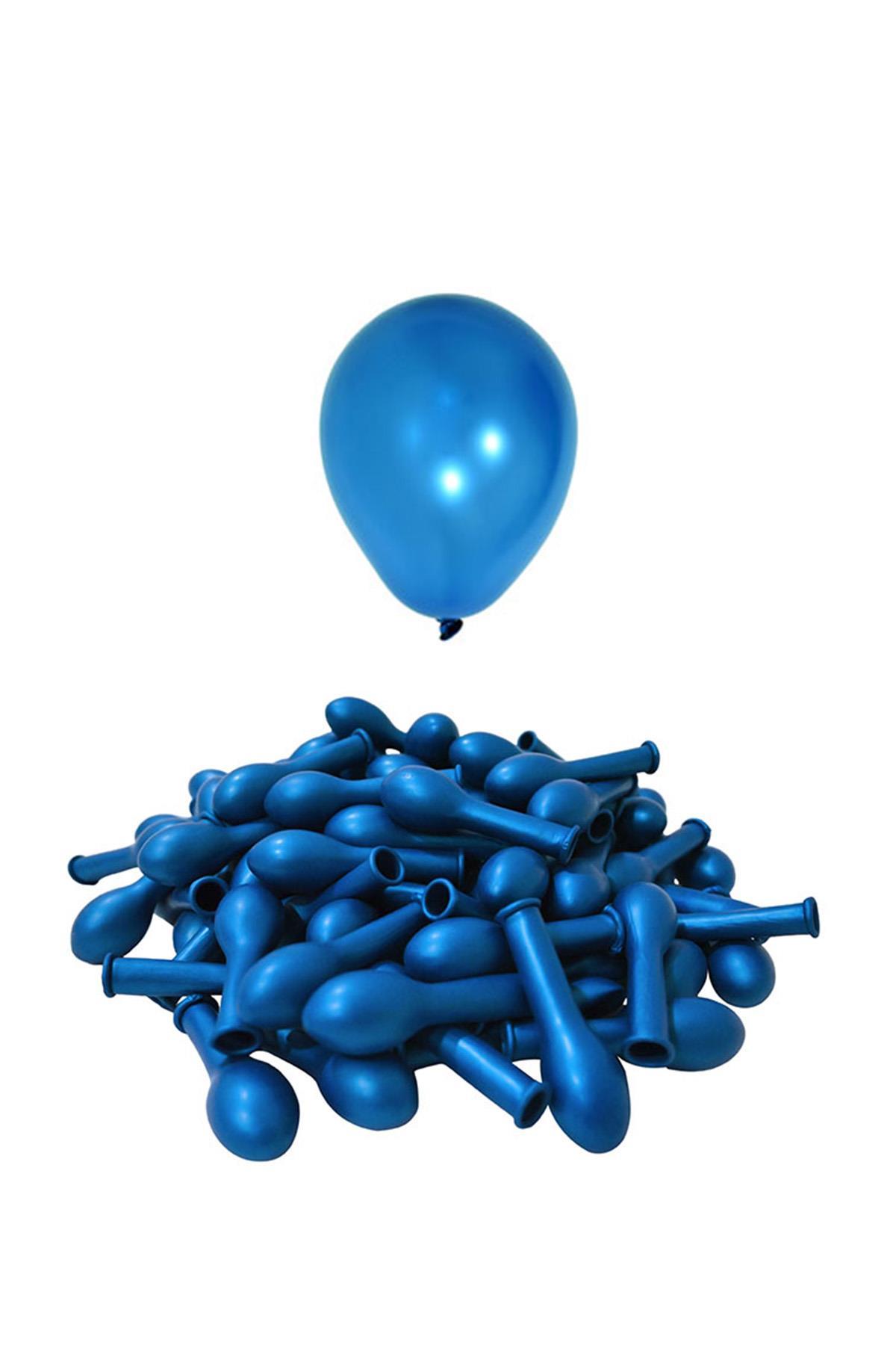 5 İnç Metalik Mavi Mini Balon 10 Adet