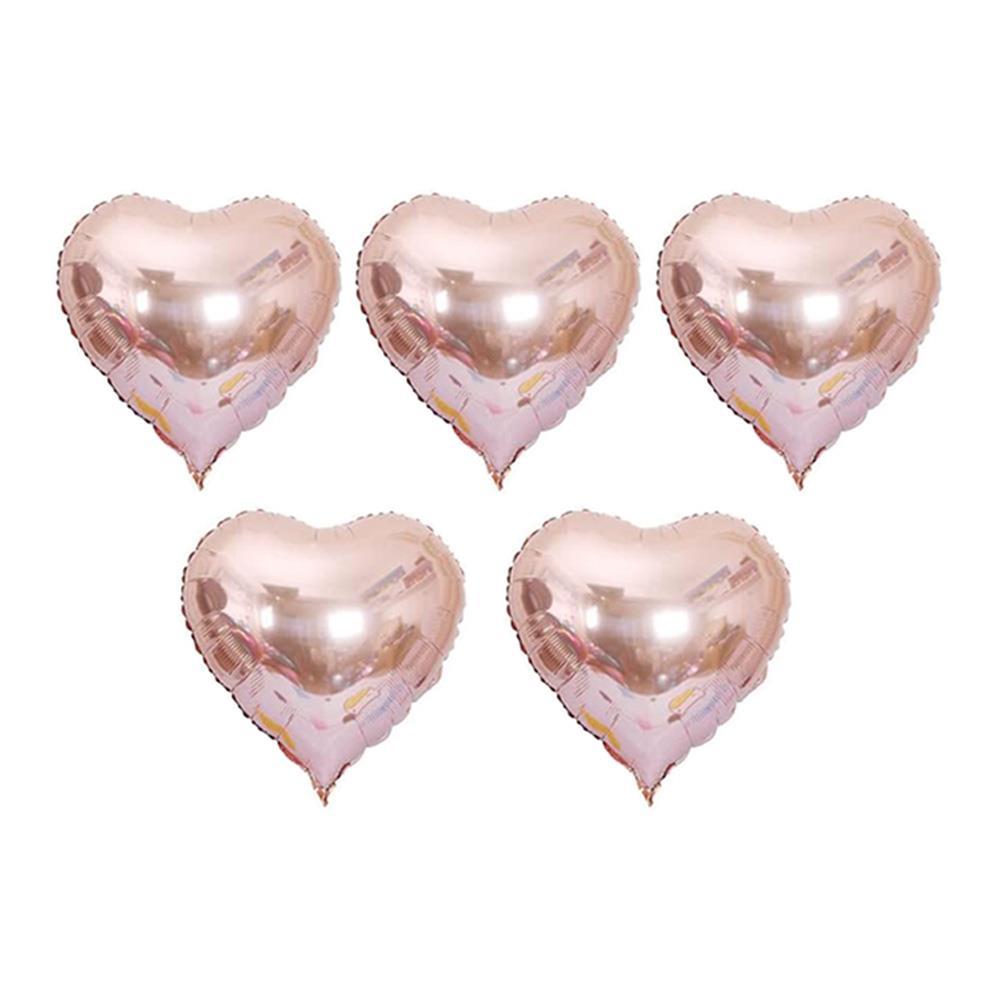 5 Li Rose Gold Kalp Folyo Balon 15 Inç - 38 Cm 