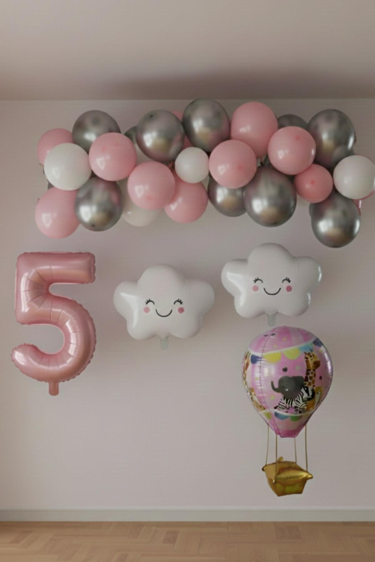 5 Yaş Pembe Bulut Perisi Doğum Günü Konsept Seti