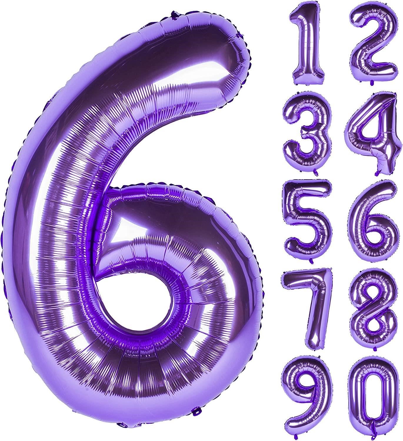 6 Altı Rakam Mor Folyo Balon 32