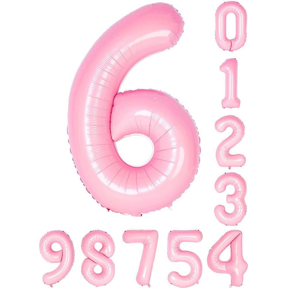 6 Altı Rakam Pembe Folyo Balon 34