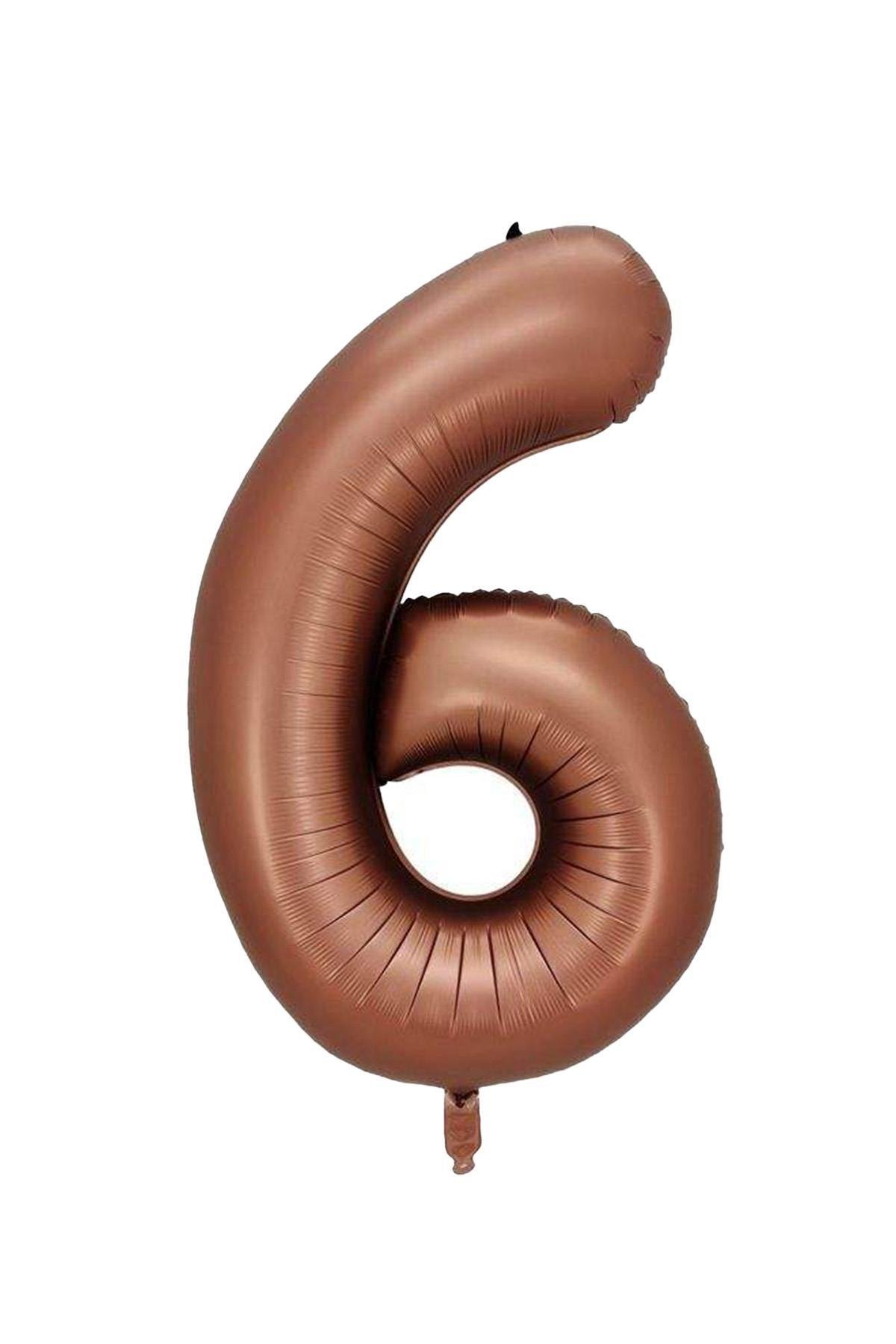 6 Rakam Karamel Folyo Balon 34 inç 76-82 cm