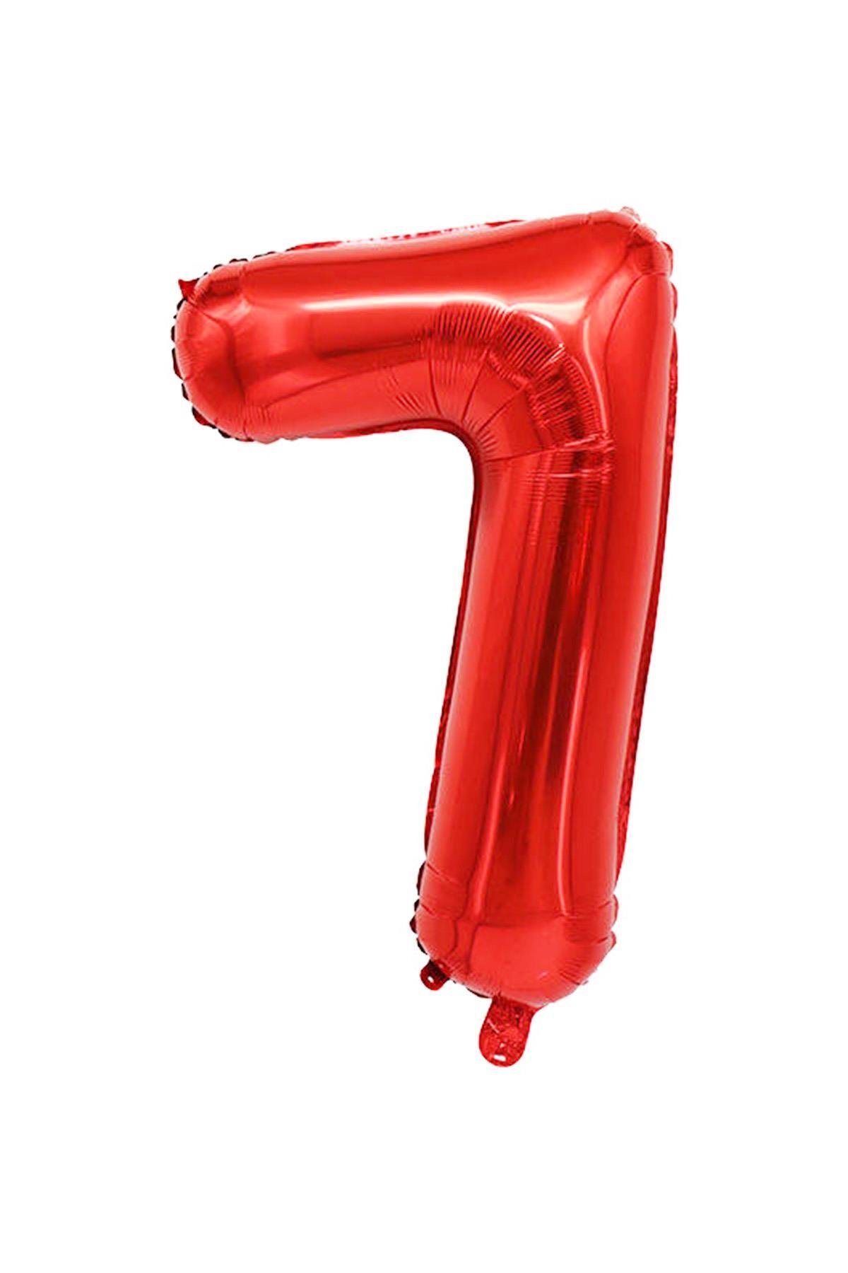 7 Rakam Kırmızı Folyo Balon 34 inç 76-82 cm