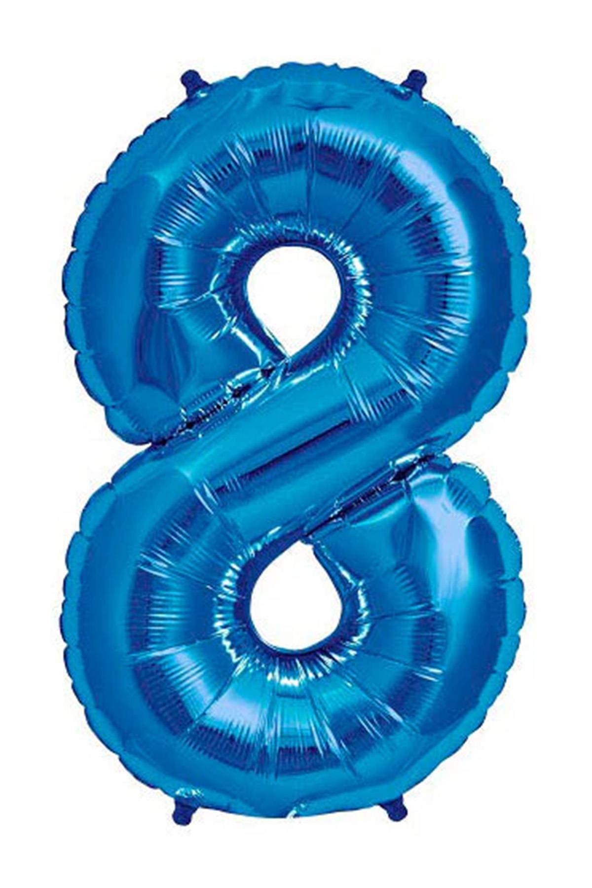 8 Rakam Mavi Folyo Balon 34 inç 76-82 cm