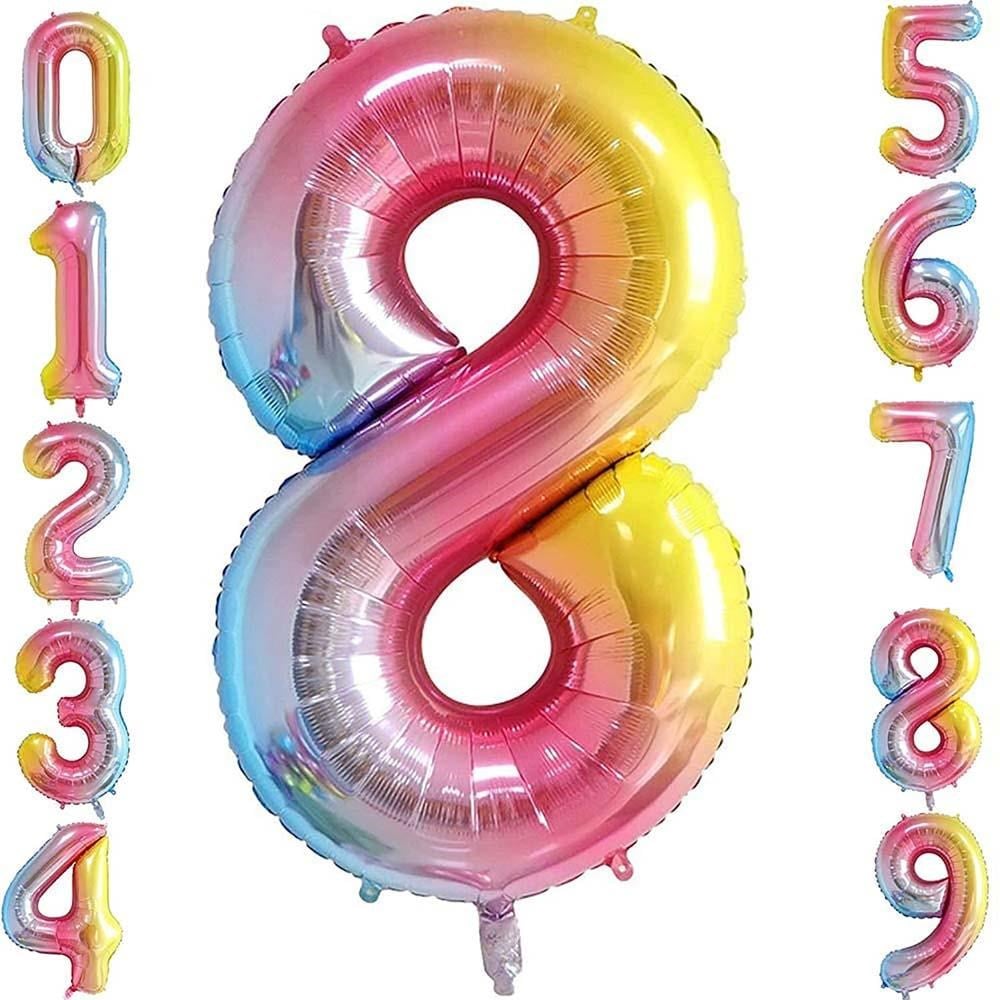 8 Sekiz Rakam Gökkuşağı Folyo Balon 34