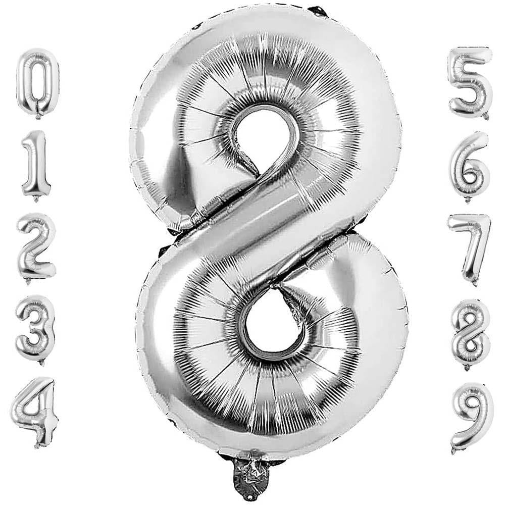 8 Sekiz Rakam Gümüş Folyo Balon 34
