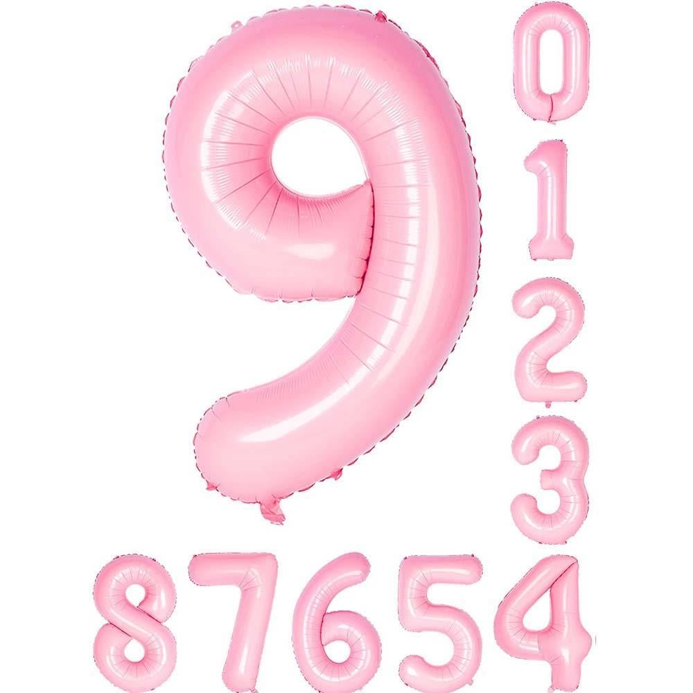 9 Dokuz Rakam Pembe Folyo Balon 34