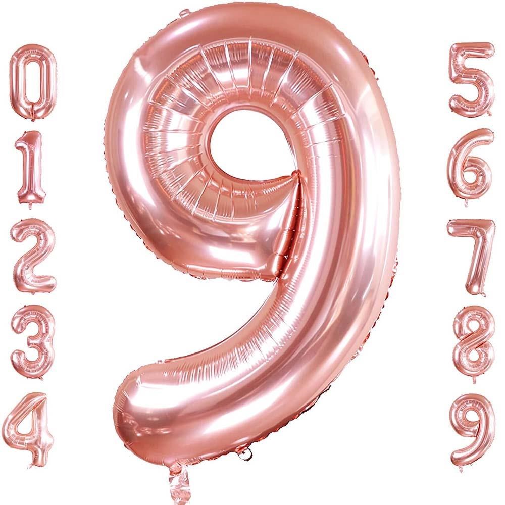 9 Dokuz Rakam Rose Gold Folyo Balon 32-34