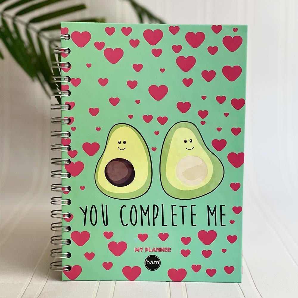 Avokado Tasarımlı Spiralli Sticker'lı Tarihsiz Konuşan Ajanda Haftalık Planlayıcı Defter