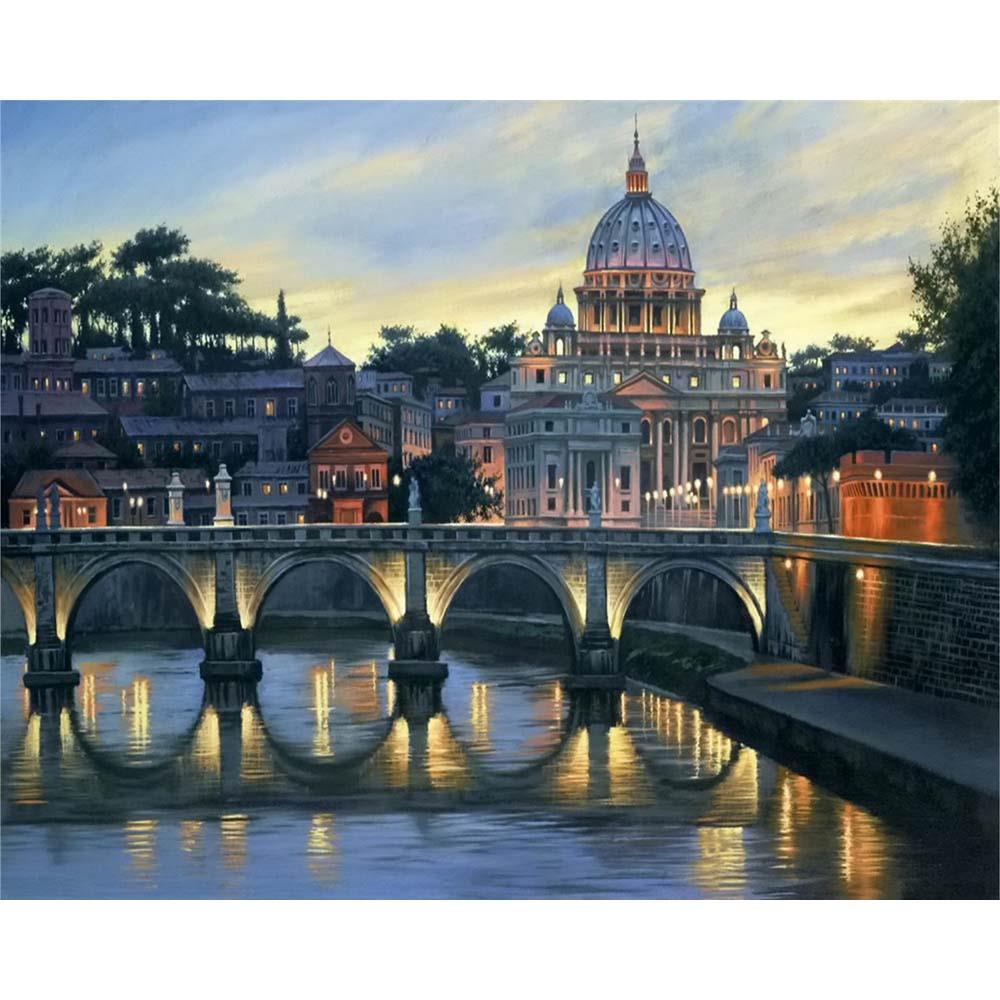 Aziz Petrus Bazilikası Roma Tuvale Gerili Sayılarla Boyama Hobi Seti 40x50 cm