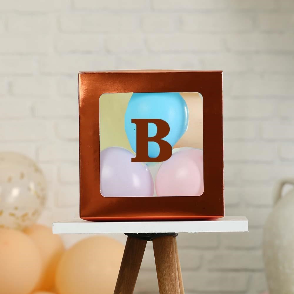 B Harfli Bakır Şeffaf Büyük Boy 25*25 cm Balon Kutusu Kendin Yap Doğum Günü Parti Kutlama Seti