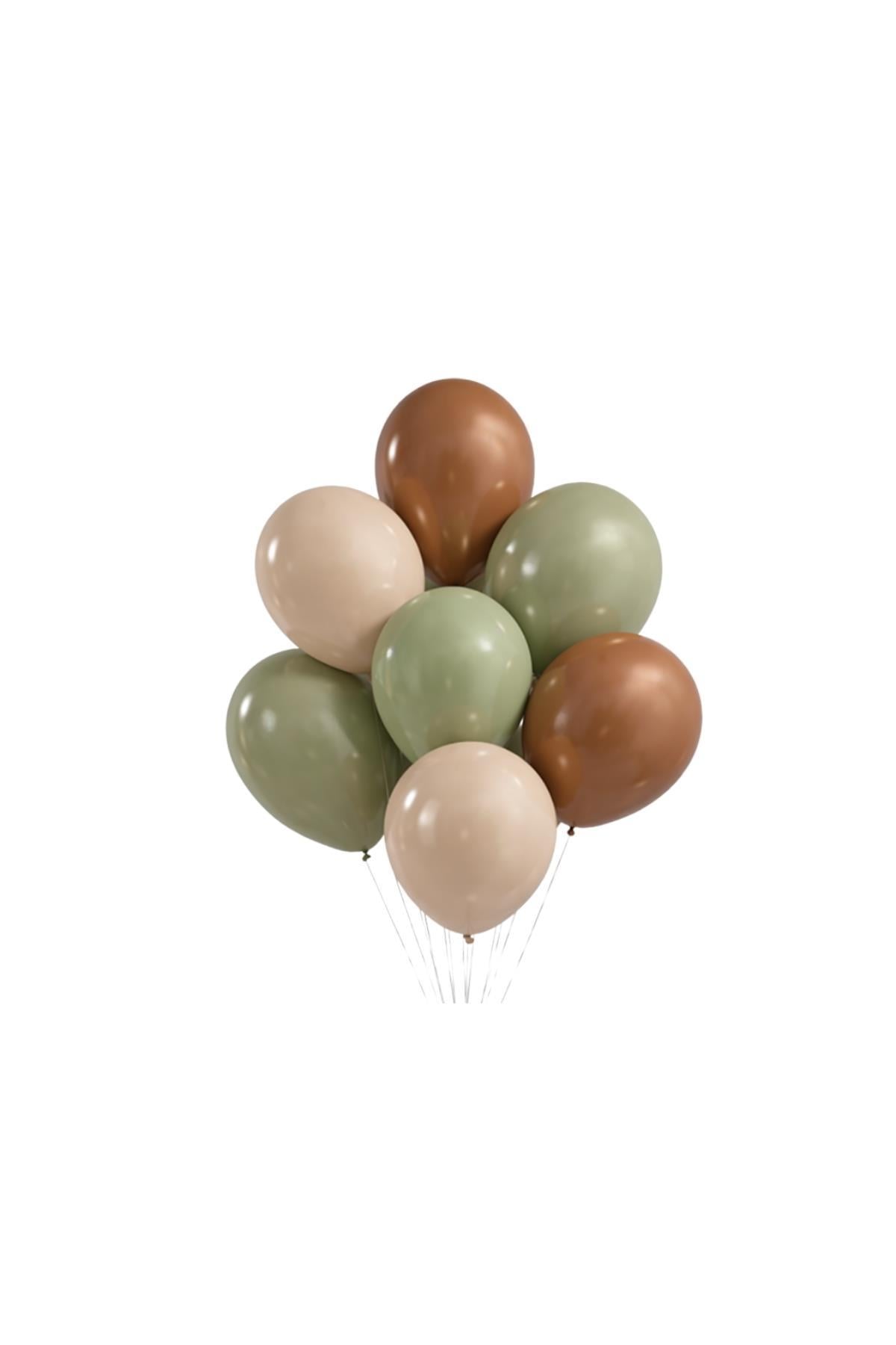 Capybara Konsepti 10'lu Balon Seti – Karamel Doğal Ton Parti Seti