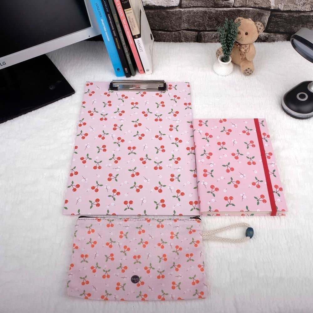 Cherry Tasarımlı Sekreterlik Defter Kalemlik Hediye Seti