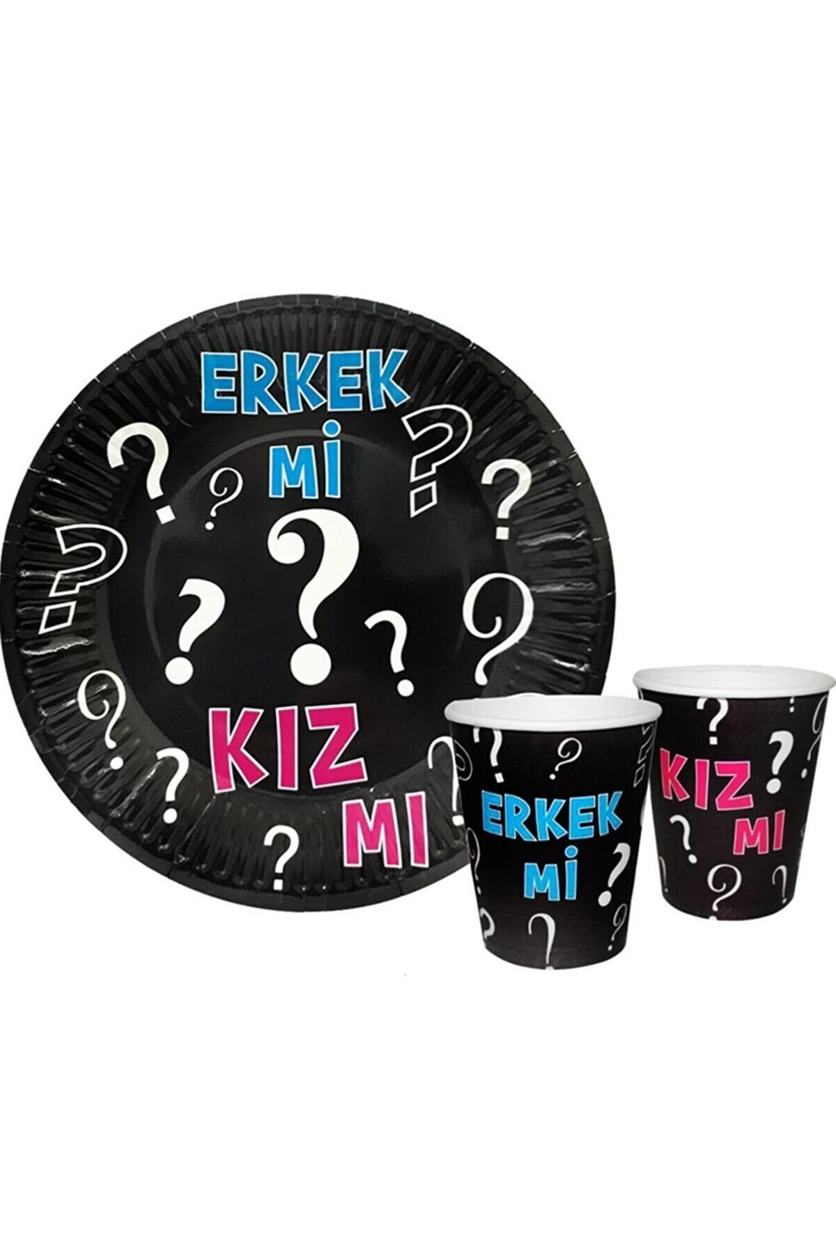 Cinsiyet Partisi Girl or Boy Temalı 8 li Bardak Tabak Set 2
