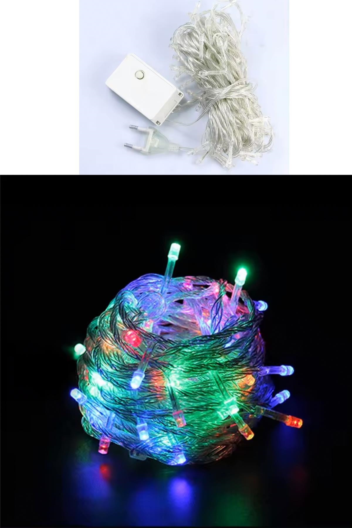 Dekoratif Animasyonlu 100 Ledli 10 Metre Çok Renkli Fişli - Yılbaşı Süsleri