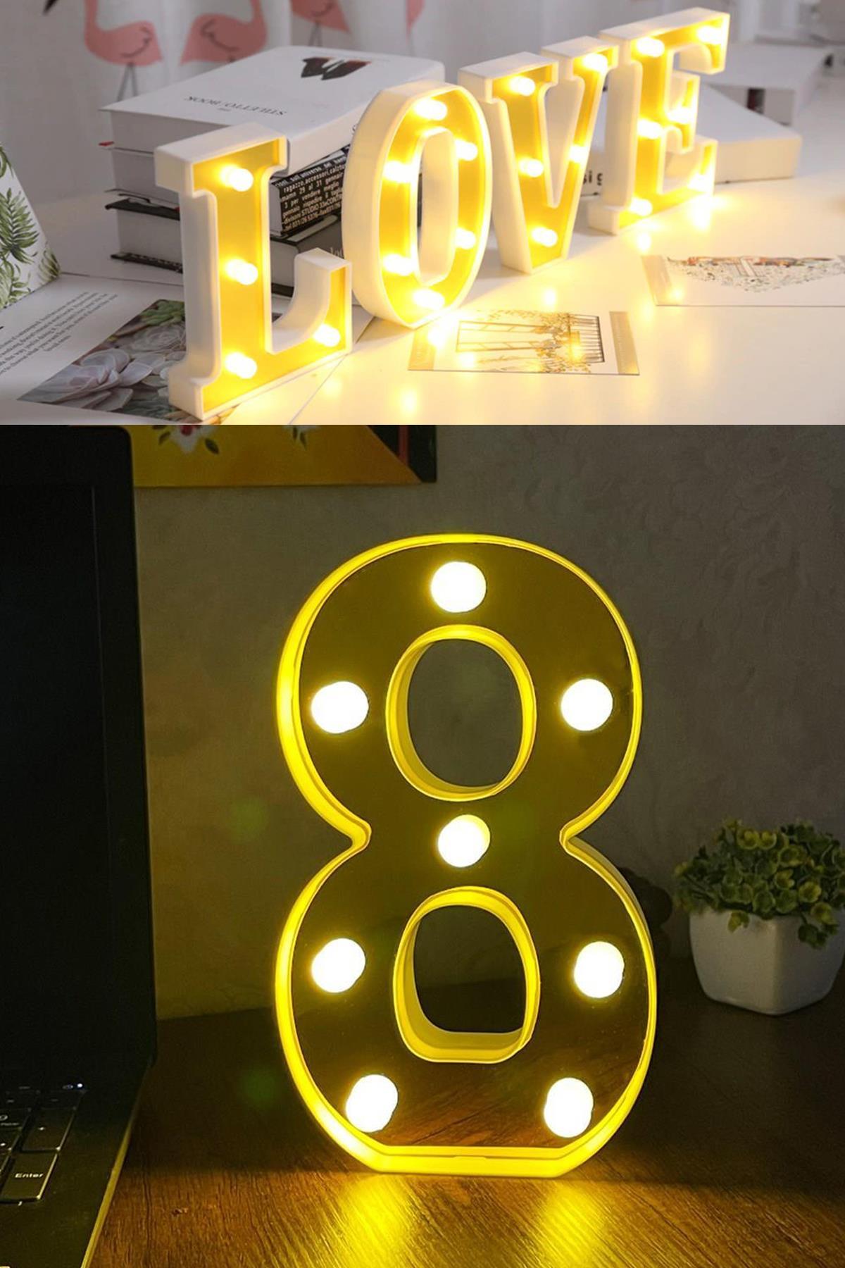 Dekoratif Led Işıklı 3D 8 Rakamı Büyük Boy Organizasyon Doğum Günü Kutlama