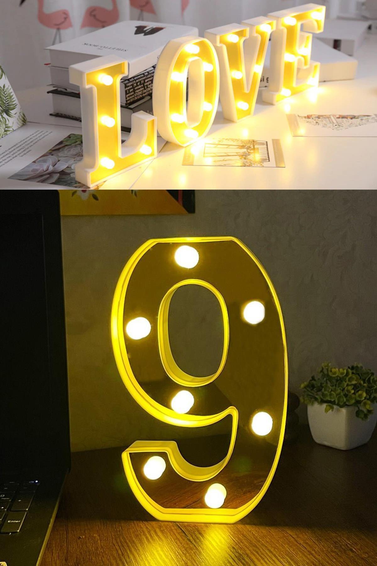 Dekoratif Led Işıklı 3D 9 Rakamı Büyük Boy Organizasyon Doğum Günü Kutlama