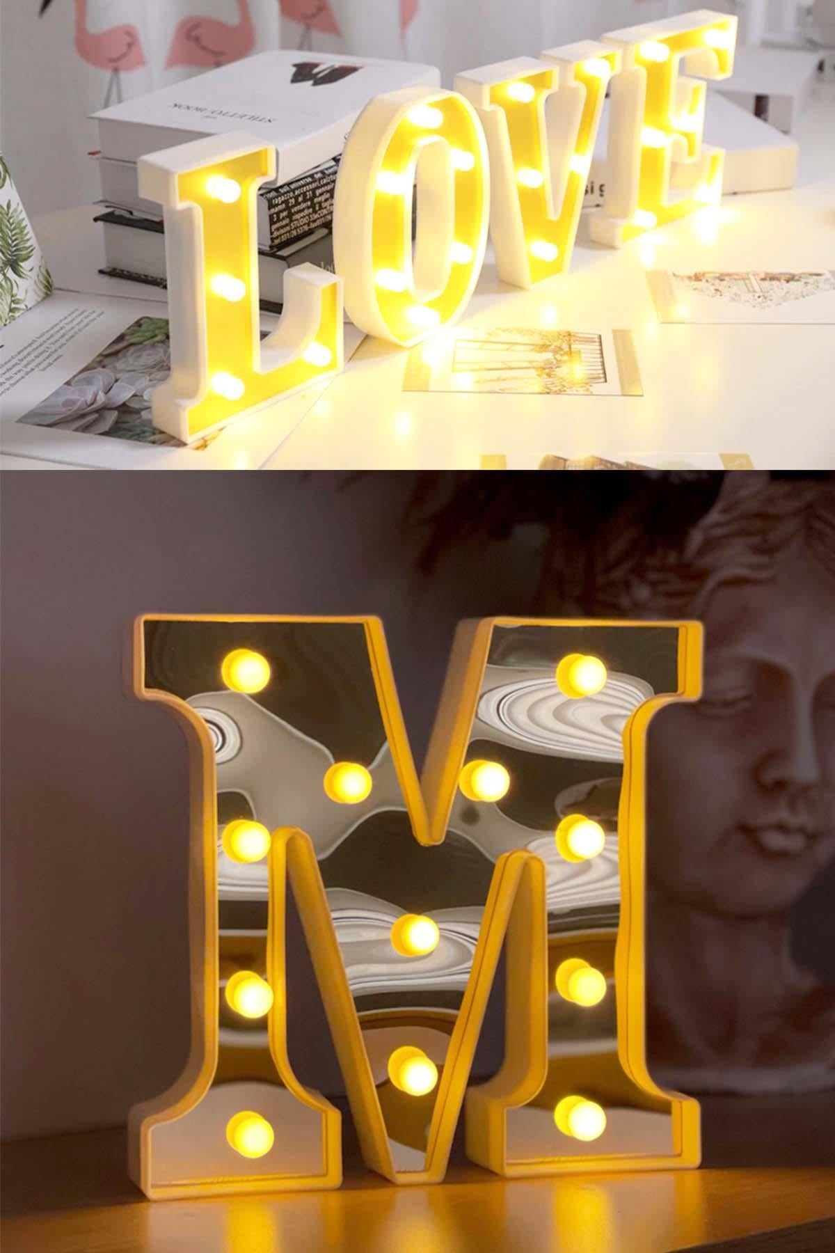 Dekoratif Led Işıklı 3D M Harfi Büyük Boy Organizasyon Doğum Günü Kutlama