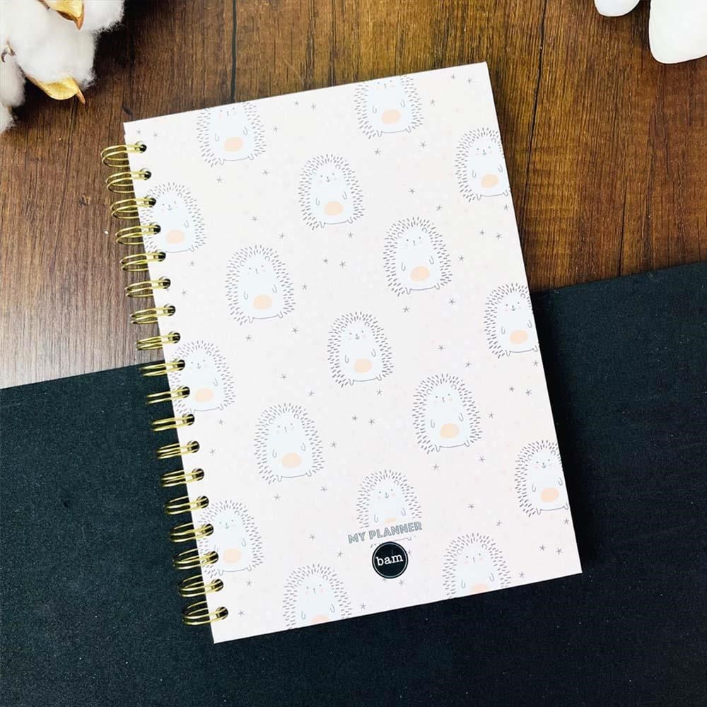 Kirpi Tasarımlı Spiralli Sticker'lı Tarihsiz Konuşan Ajanda Haftalık Planlayıcı Defter