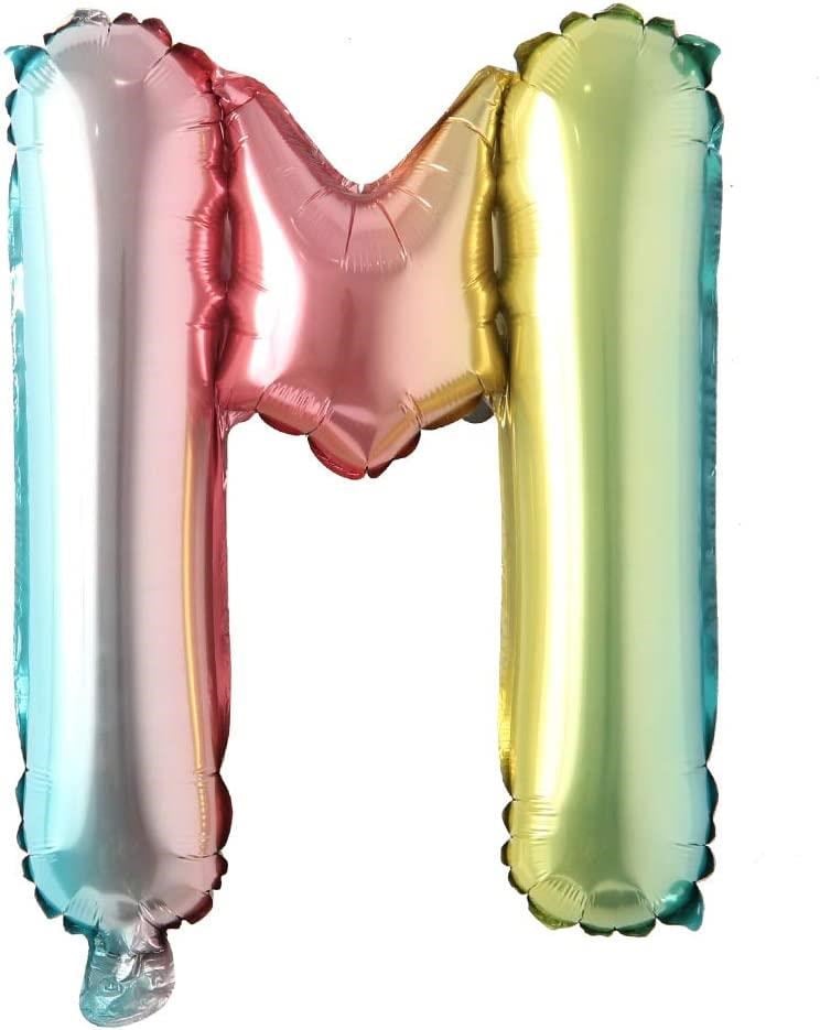 M Harf Gökkuşağı Folyo Balon16 İnç 36 cm