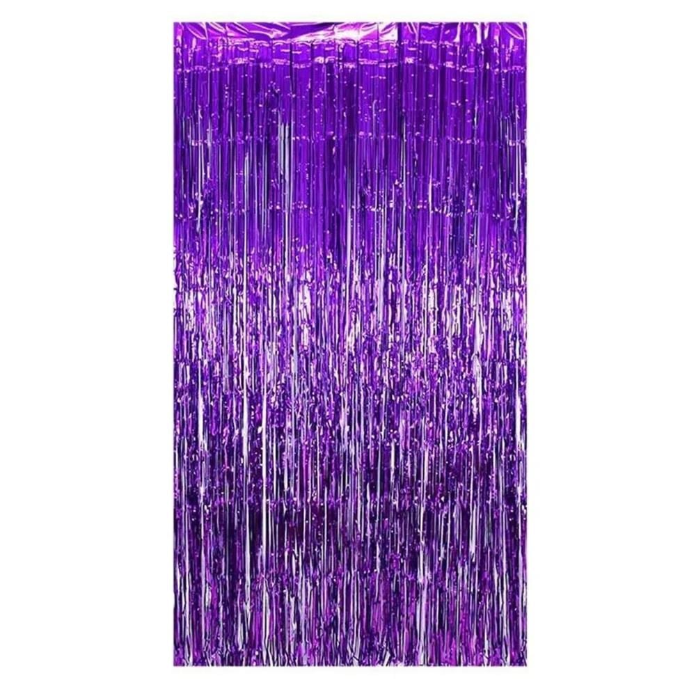 Metalize Arka Fon Kapı Perdesi Mor 100x200 cm