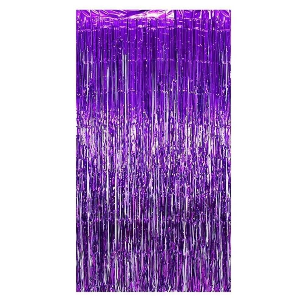 Metalize Arka Fon Kapı Perdesi Mor 100x200 cm