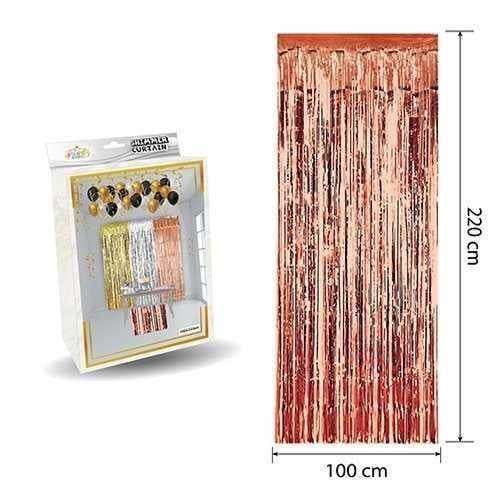 Metalize Arka Fon Kapı Perdesi Rose Gold 100x200 cm