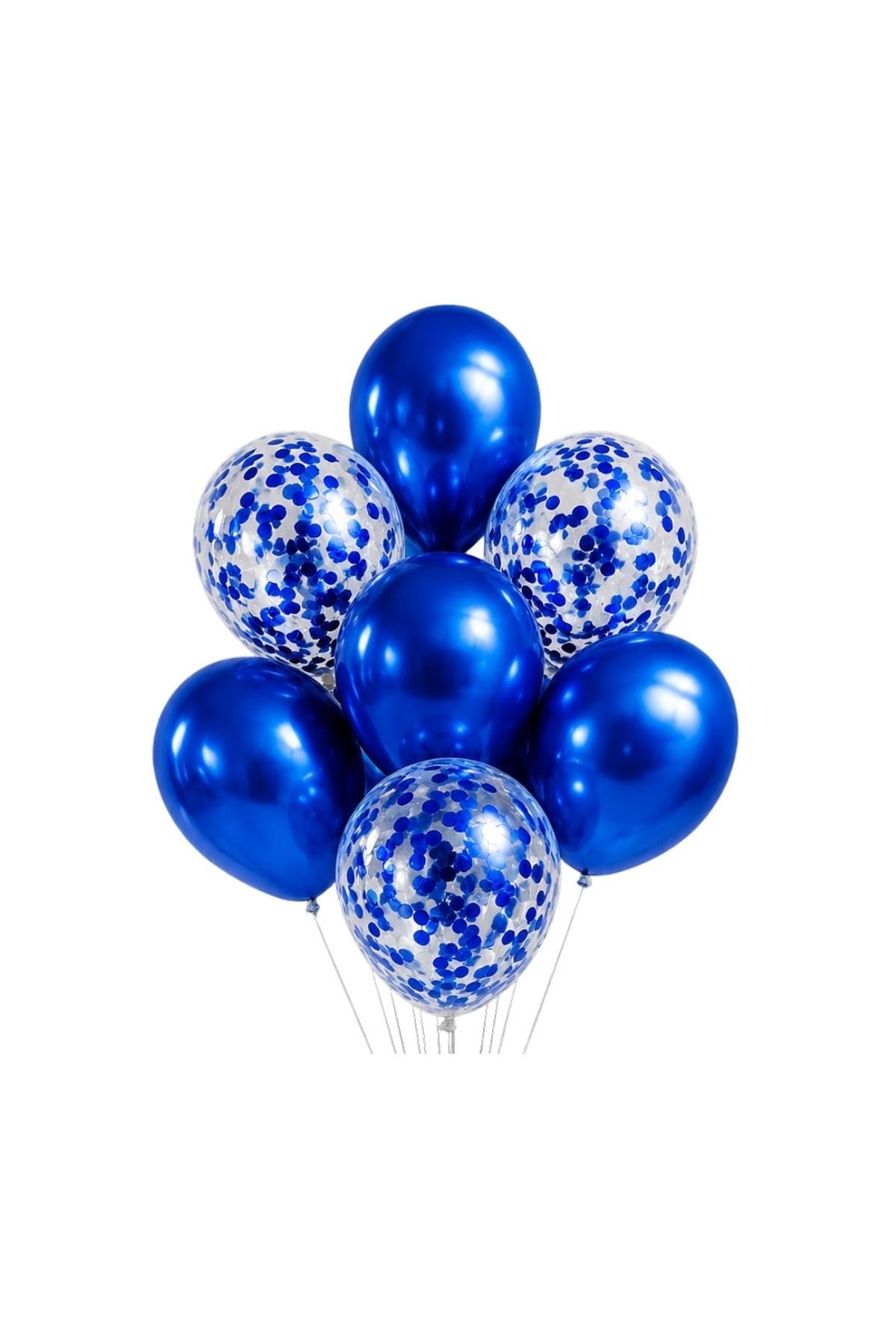 Mezuniyet Parti Seti – Gümüş Rakamlı Mavi Krom Kutup Yıldızlı Konsept 10’lu Balon Seti