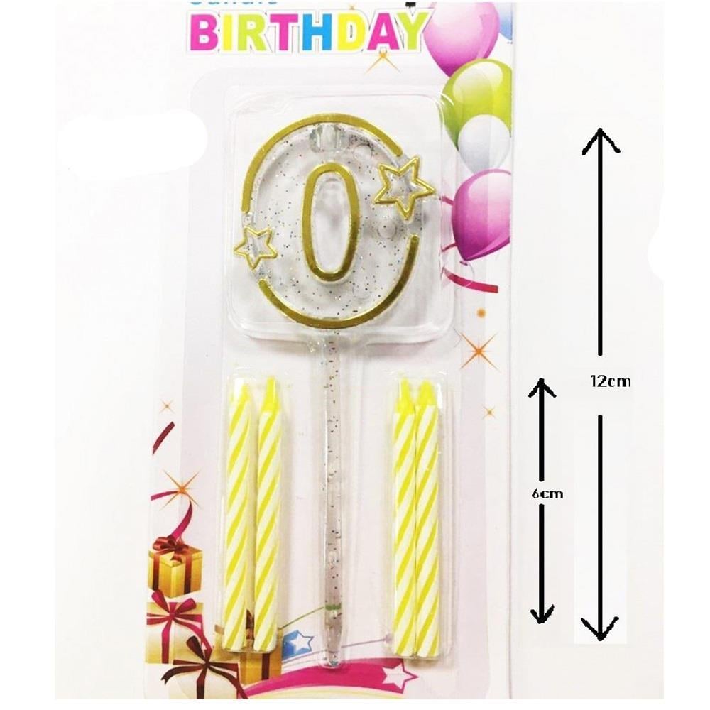Mika Şeffaf 0 Rakam Gold Mum Set