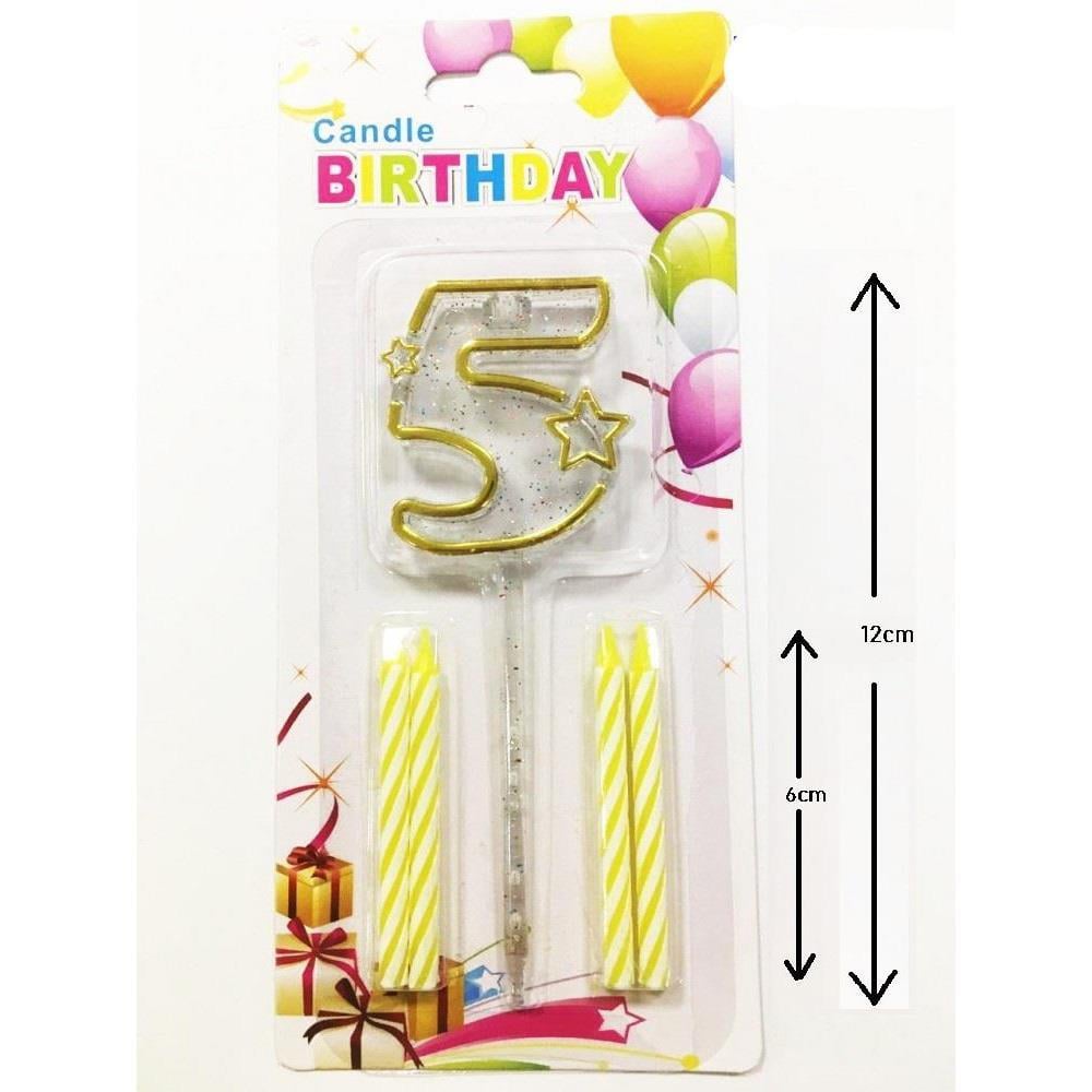 Mika Şeffaf 5 Rakam Gold Mum Set