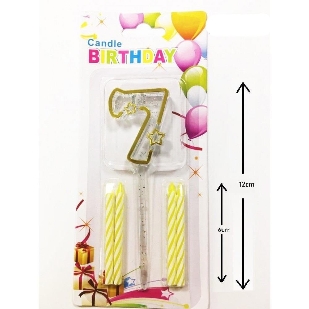 Mika Şeffaf 7 Rakam Gold Mum Set