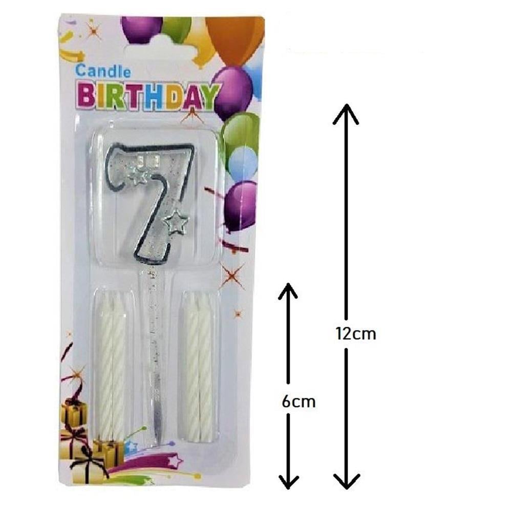 Mika Şeffaf 7 Rakam Gümüş Mum Set