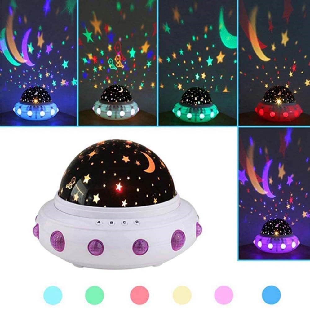 Star Master Yeni Model | Müzikli Ufo Şekilli Renkli ve Dönen Star Master  Projeksiyon Gece Lambası
