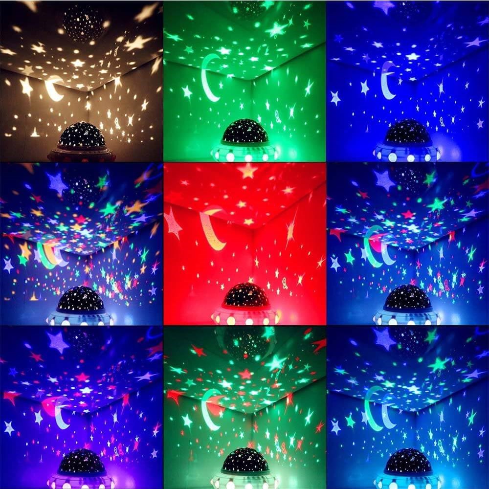 Star Master Yeni Model | Müzikli Ufo Şekilli Renkli ve Dönen Star Master Projeksiyon  Gece Lambası