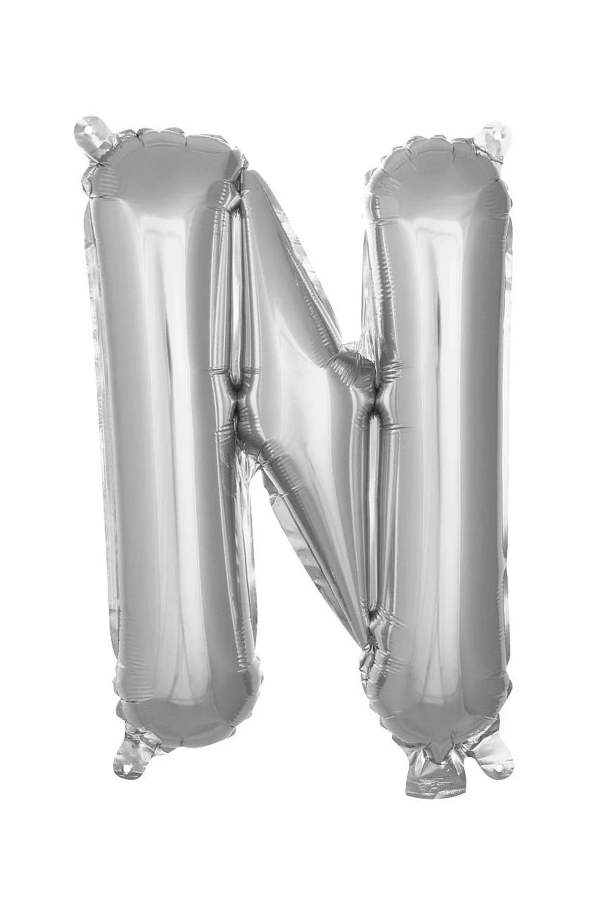 N Harf Gümüş Folyo Balon16 İnç 36 cm